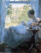 Melchers, Gari Julius Young Woman Sewing France oil painting reproduction